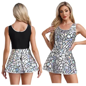 Women Sparkly Mirror Mini Dress Bar Dj Gogo Jazz Dancer Costume A-line Short Dress Club Bodycon Dress Holiday Dress Party Dress