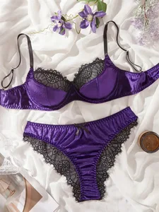 Sexy Lingerie Luxury Velevet Lingerie Set Sweet Lace Splicing Sexy Bras French Underwear Women Set Three-point Intimate Lingerie