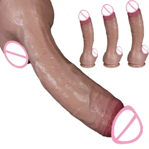XXL Wihte Silicone Realistic Dildo Soft Dick Suction Cup Penis Anal Sex Toys Women G-spot Stimulator with Curved Shaft and Ball
