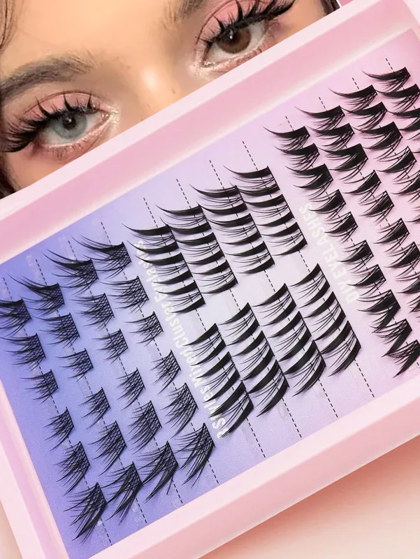 Cat Eye 16 rows Cluster Lashes 406080100P Mixed DIY Individual Eyelashes Thick Tray DIY Eyelash Extension Wispy Volume Eyelashes