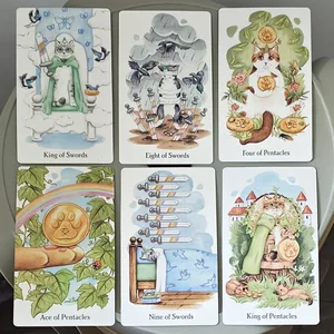 Deck in Rigid Box 78 Whimsical Watercolor Cat Cards Double-embossed Indie Deck for Cat Enthusiasts