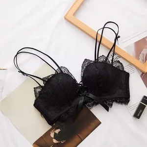 Sexy Deep V Lingerie Set for Women Wireless Comfort Push Up Bralette Breathable Lace Bra and Panty Set