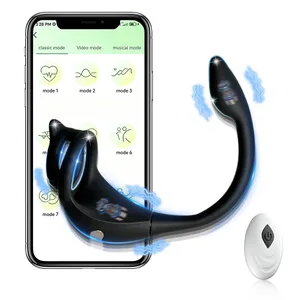 APP Penis Cock Ring Male Wireless Remote Control Male Ejaculation Delay Stimulator Anal Butt Plug Adult Sex Toy for Men Couples