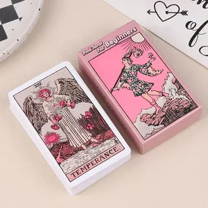 Pink Rider Waite Tarot Cards Deck Set for Beginners Prophecy Divination Deck Family Party Board Fate Card Fortune Telling Game