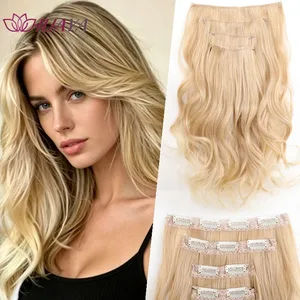 4‑Pcs Clip‑in Synthetic Hair Extensions Long Wavy Curly Heat‑Resistant Hair Pieces for Daily and Party Wear