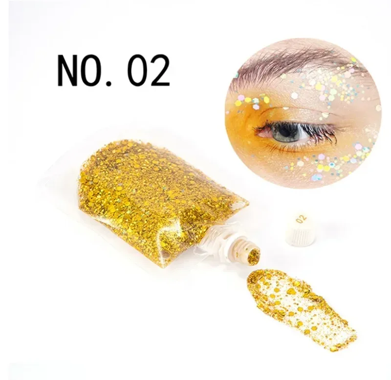 40ML Face Eye Glitter Sequin Gel Cream Stage Party Shimmer Gel Colorful Makeup Body Lips Hair Nail Cosmetic Festival Eyeshadow