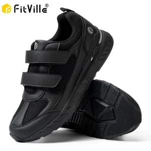 FitVille Diabetic Shoes for Men Extra Wide Width Adjustable Closure Walking Shoes Slip-on Sneakers for Foot Pain Relief Swollen