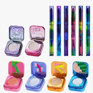 Kaleidos Automatic Gel Eyeliner Pencil Chameleon Eye Shadow Highlighter Chrome Glitter Face Makeup Set Chameleon Diamond Powder