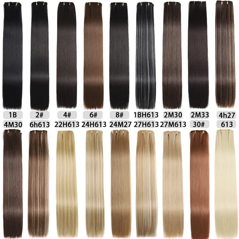 24Inchs 16 Clips in Synthetic Hair Extensions Long Straight Hairstyle Synthetic brown Black Hairpieces Heat Resistant False Hair — image 6
