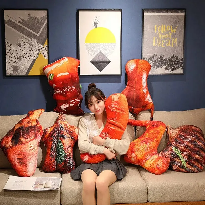 Plush Simulation Food Sausage Chicken Leg Stuffed Pillows Roasted Wing Steak Ribs Funny Soft Cushion Kids Creative Baking Toys — image 8