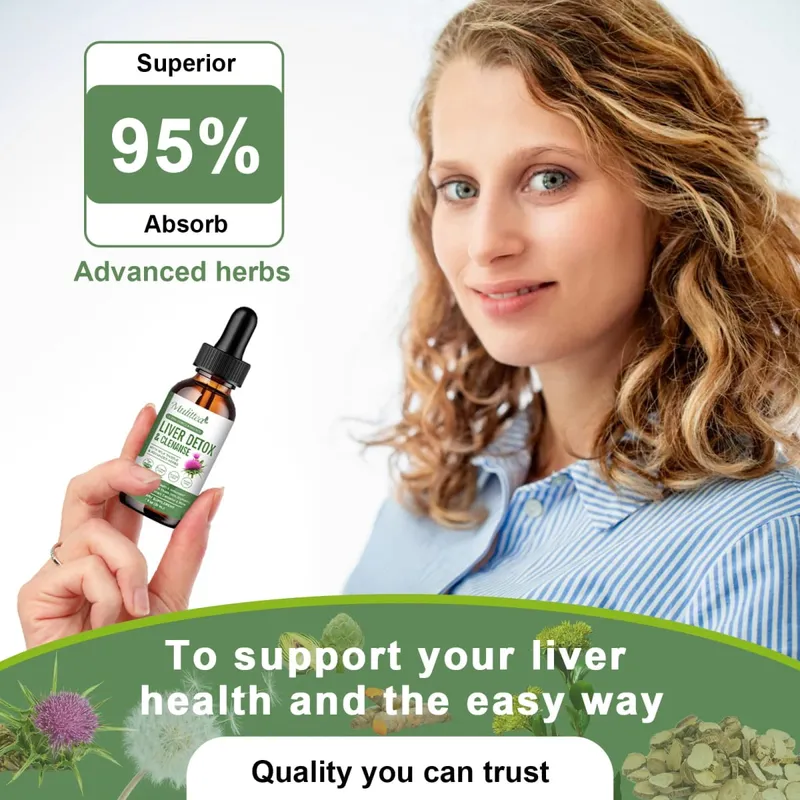 Mulittea Liver Health Gouttes avec chardon-Marie et artichaut - 60 ml Mélange d'herbes avec silymarine pissenlit curcuma et berbérine pour le nettoyage du foie, réparation détox et soutien quotidien