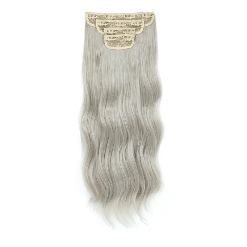 22Inches Clips IN Body Wave Bundles Ombre Brown 6# 220Grams Grey Bio Synthetic Wavy Piano Blond P27/613 4Pcs/Lot Hair Extension