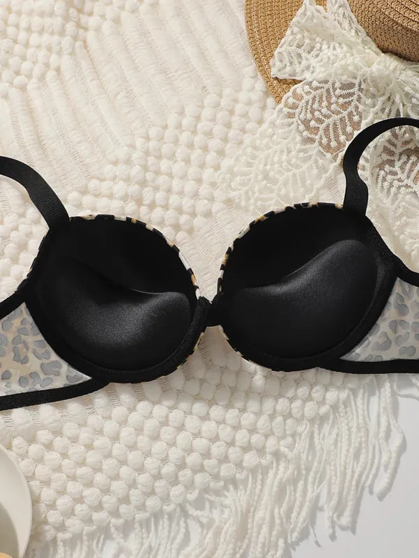 Conjunto de sutiã e calcinha feminino, cor sólida, íntimo, 3/4 copo, camiseta, push up, roupa íntima, conjunto de lingerie para mulheres S-L — image 4