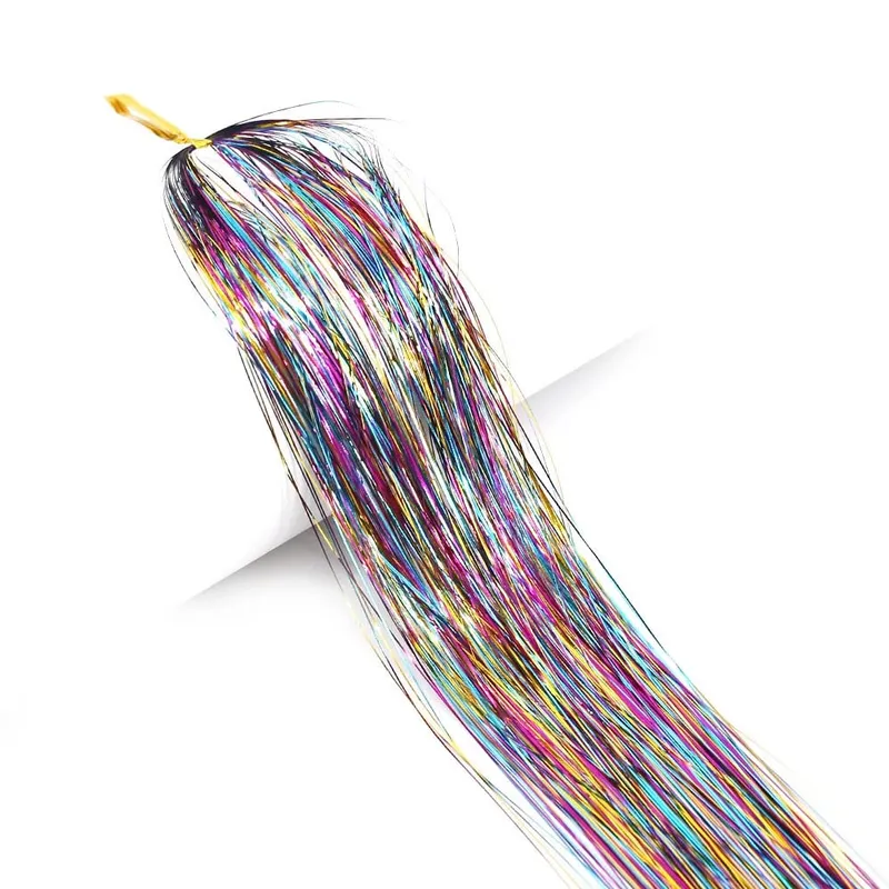 Tinsel Kit with Tools Fairy Hair Tinsel Heat Resistant Sparkling Shiny Tinsel Hair Extensions Colorful Hair Tinsel strands Kit
