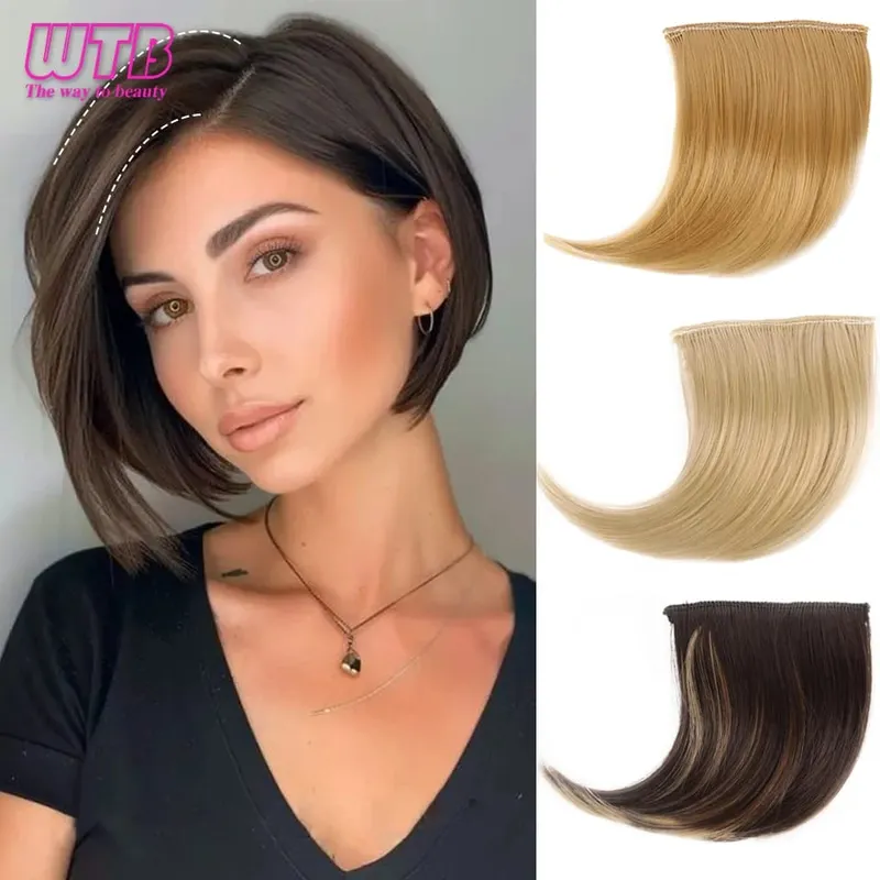 Synthetic Invisible Seamless Hair Pads Clip In One Piece 2 Clips Increase Hair Volume Hair Extensions Top Side Cover Hairpiece