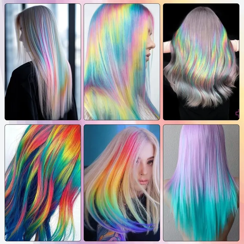 20 inch patchwork 3 color synthetic single clip rainbow color hair extensions 24 color hair extensions for girls holiday gifts — image 7