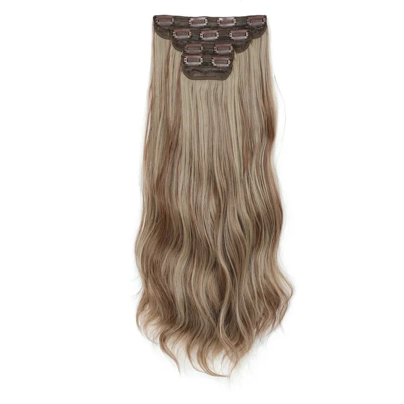 24Inches 220Grams Body Wave Clips In Piano Blond 27/613 M888 Bio Protain High Temperature Synthetic Hair Extensions 4Pcs/Lot