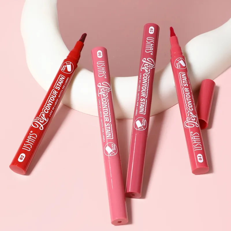 Lip Stain Pen 6 Shades Waterproof Long Lasting Lightweight Flat Tip Lip Liner Stain Define Lip Shape — image 5