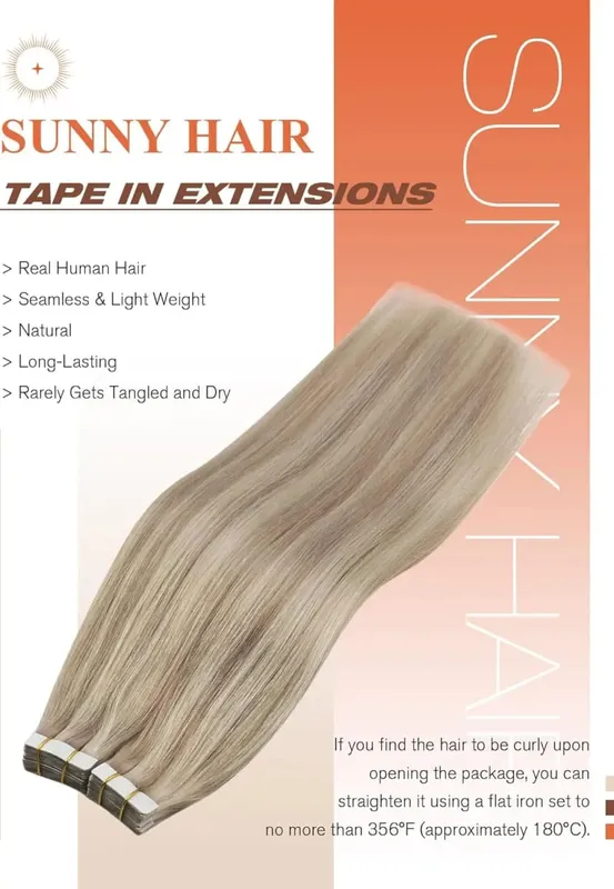 VeSunny Remy Tape In Hair Extensions 20&40&60Pcs 100% Real Natural Hair 12-24 Inches 30&50G Piano Color Highlight Invisible Tape
