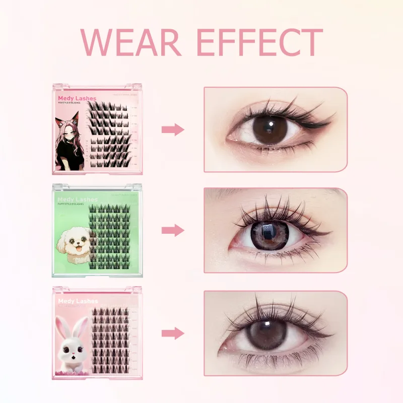 Puppy lashes Fox Series Rabbit Eye Lashes Segmented False Eyelashes Natural Simulation Thick Single Cluster Comic Fairy Lashes — image 5