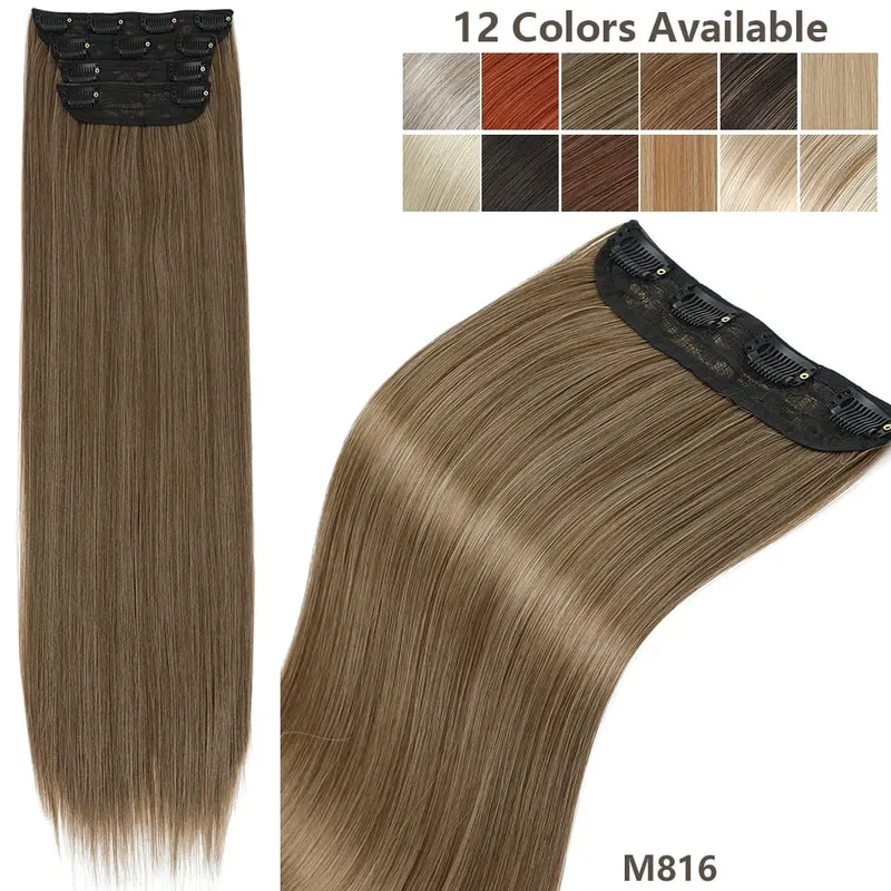 Magicae 24Inch 200G Straight Clip in Hair Extensions Blond 27/613 Ombre Brown 4Pcs/Pack Natural Bio Human-Like High Temperature — image 14