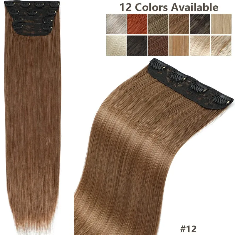 Magicae 24Inch 200G Straight Clip in Hair Extensions Blond 27/613 Ombre Brown 4Pcs/Pack Natural Bio Human-Like High Temperature — image 10