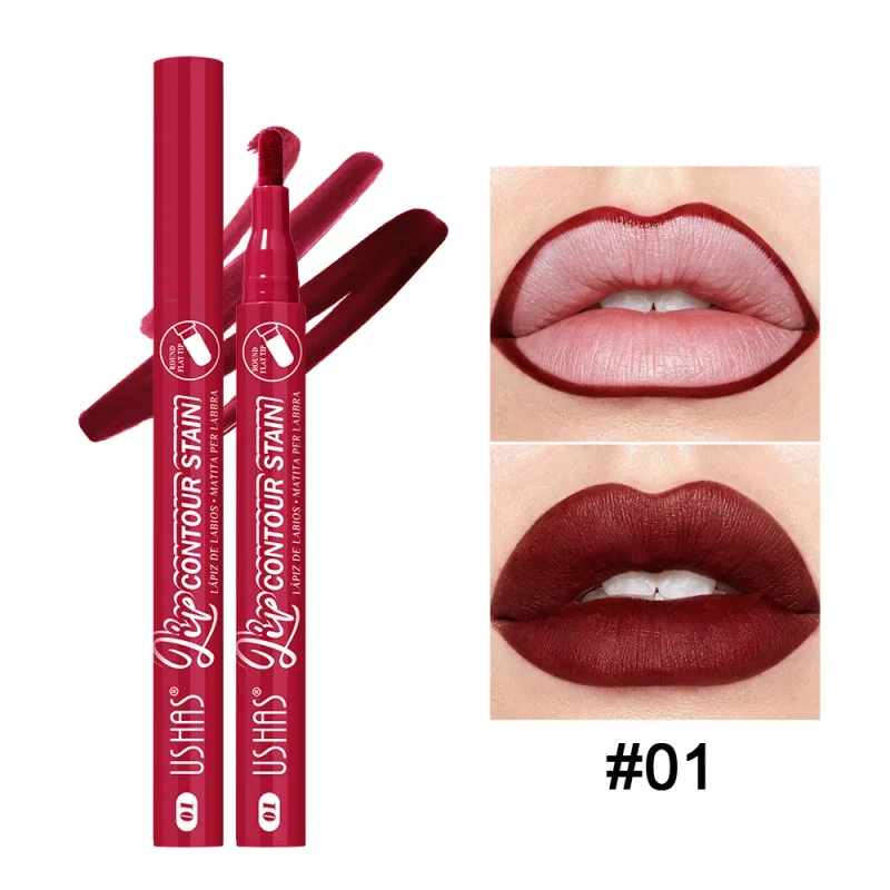 Lip Stain Pen 6 Shades Waterproof Long Lasting Lightweight Flat Tip Lip Liner Stain Define Lip Shape — image 10