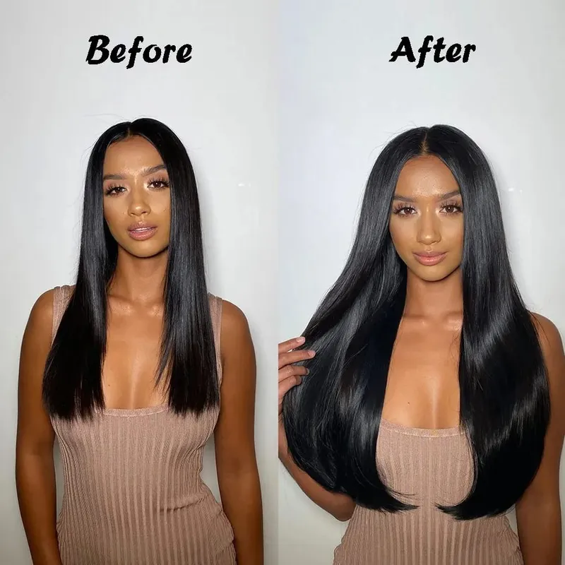 Synthetic 5 Clip In Hair Extensions Long Straight Hairstyle Hairpiece Black Brown Blonde 80CM Fake Hair — image 4
