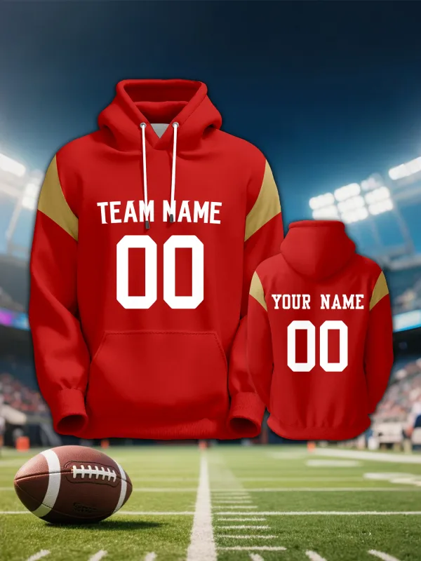 Men's Custom Football Hoodie Personalized Printed Team Name Number Sweatshirt Game Day Pullover Gift