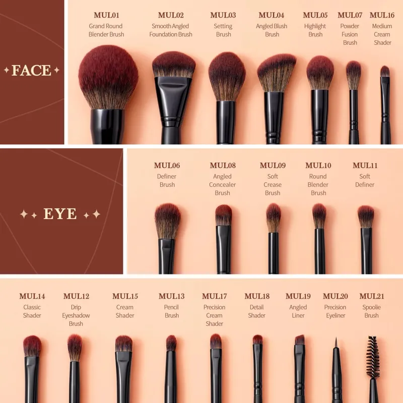 Jessup Makeup Brushes set 13/16/21pcs Premium Synthetic Big Powder Brush Foundation Concealer Eyeshadow Liner Wooden T271