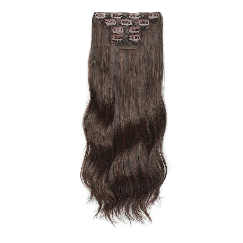 22Inches Clips IN Body Wave Bundles Ombre Brown 6# 220Grams Grey Bio Synthetic Wavy Piano Blond P27/613 4Pcs/Lot Hair Extension