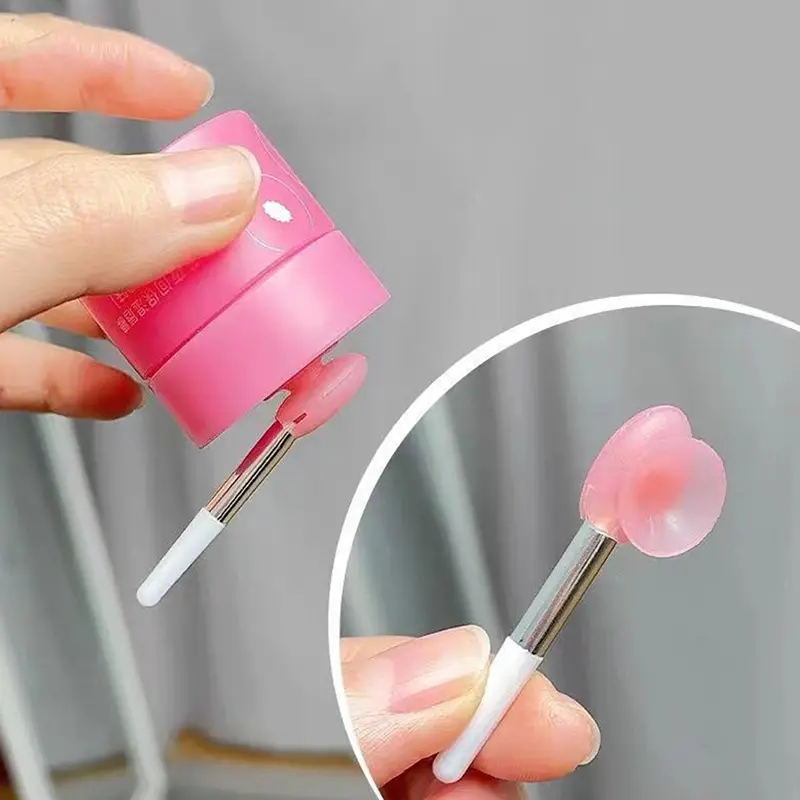 1PC Silicone Lip Balms Lip Mask Brush with Sucker Dust Cover Lipstick Cosmetic Makeup Brushes Lipstick Brush Storage Box — image 1