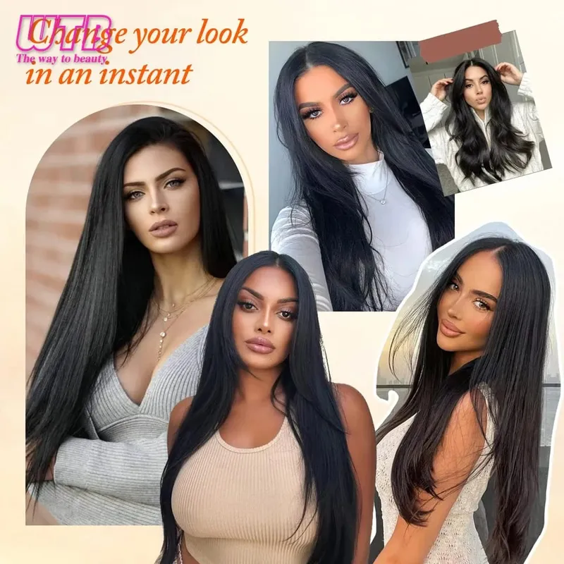 Synthetic 4 Clip In Hair Extensions Long Straight Hairstyle Hairpiece Black Brown Blonde 50CM Natural Fake Hair For Women