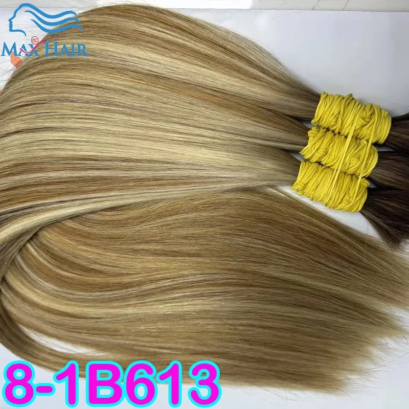 Human Hair Bulk No Weft 100% Bundles 613 Straight Highlight Original Bulk Extensions Russian Natural Unprocessed Blonde Hair — image 16