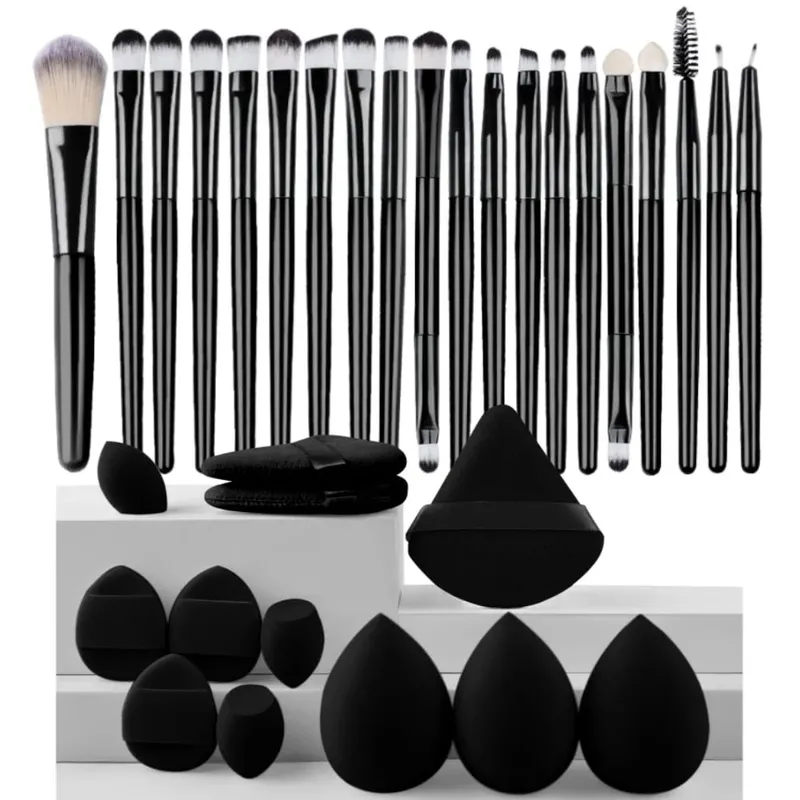 12/32pcs Makeup Brush and Sponge Set Professional Makeup Brush Set Beauty Blender Triangle Powder Puff Clean Powder Puff — image 8