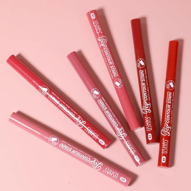 Lip Stain Pen 6 Shades Waterproof Long Lasting Lightweight Flat Tip Lip Liner Stain Define Lip Shape — image 6