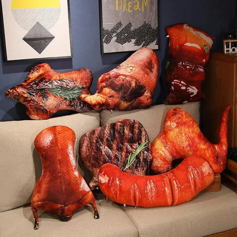 Plush Simulation Food Sausage Chicken Leg Stuffed Pillows Roasted Wing Steak Ribs Funny Soft Cushion Kids Creative Baking Toys — image 2