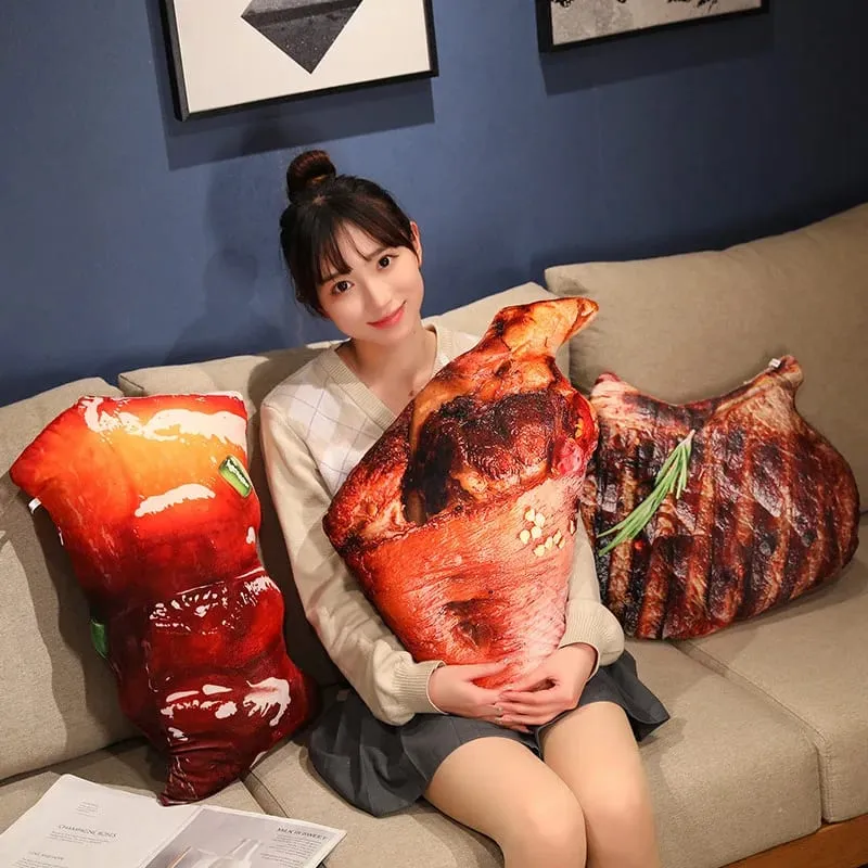 Plush Simulation Food Sausage Chicken Leg Stuffed Pillows Roasted Wing Steak Ribs Funny Soft Cushion Kids Creative Baking Toys — image 9