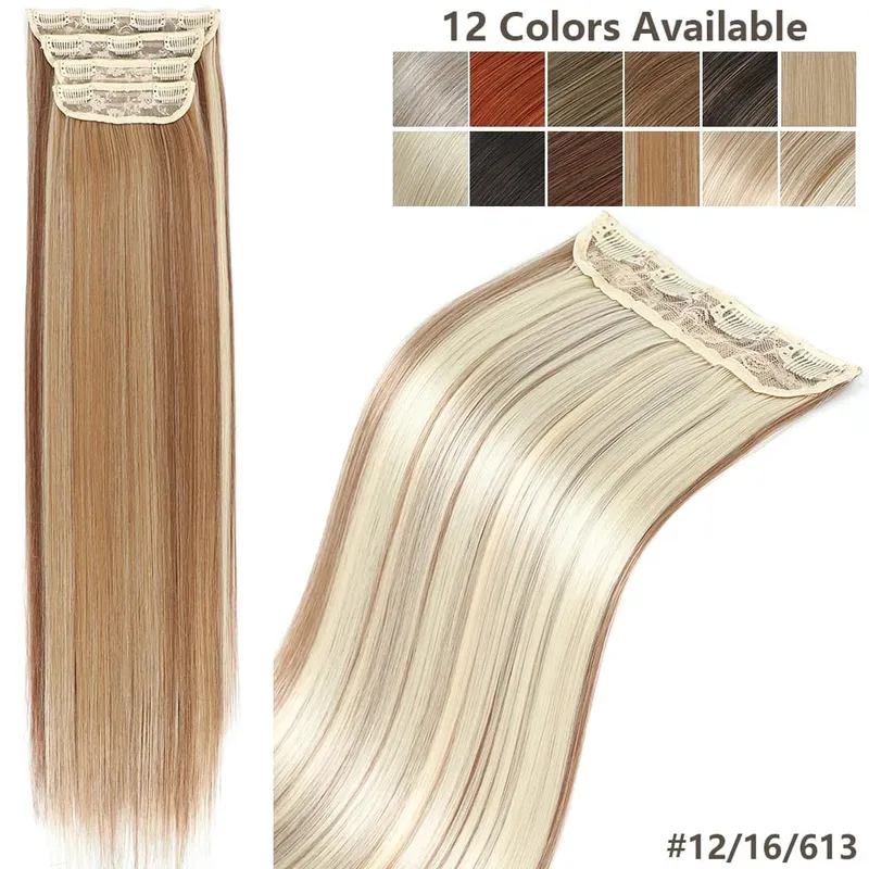 Magicae 24Inch 200G Straight Clip in Hair Extensions Blond 27/613 Ombre Brown 4Pcs/Pack Natural Bio Human-Like High Temperature — image 11