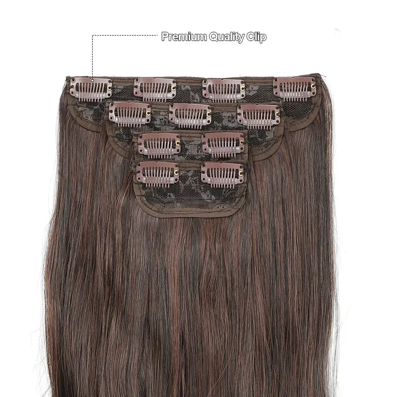22Inches Clips IN Body Wave Bundles Ombre Brown 6# 220Grams Grey Bio Synthetic Wavy Piano Blond P27/613 4Pcs/Lot Hair Extension
