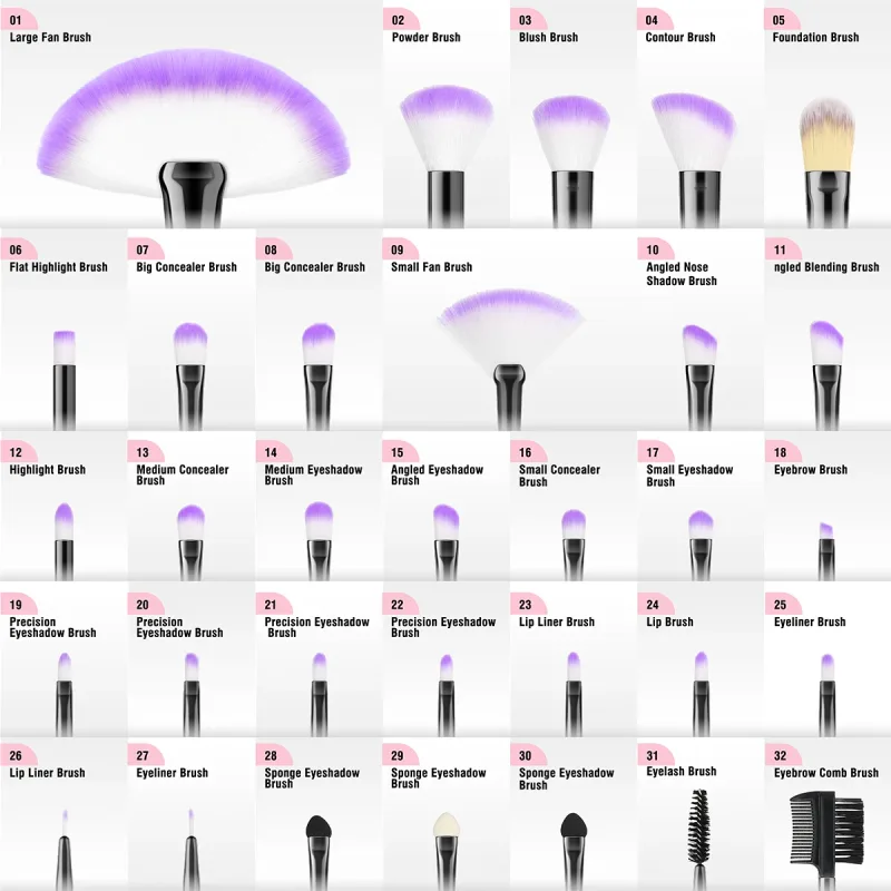 18/32Pcs Makeup Brushes Professional Soft Fluffy Cosmetics Foundation Powder Eyeshadow Kabuki Blending Blush Makeup Brush Tool — image 2