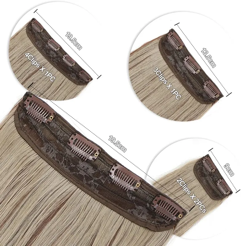22Inches Clips IN Body Wave Bundles Ombre Brown 6# 220Grams Grey Bio Synthetic Wavy Piano Blond P27/613 4Pcs/Lot Hair Extension