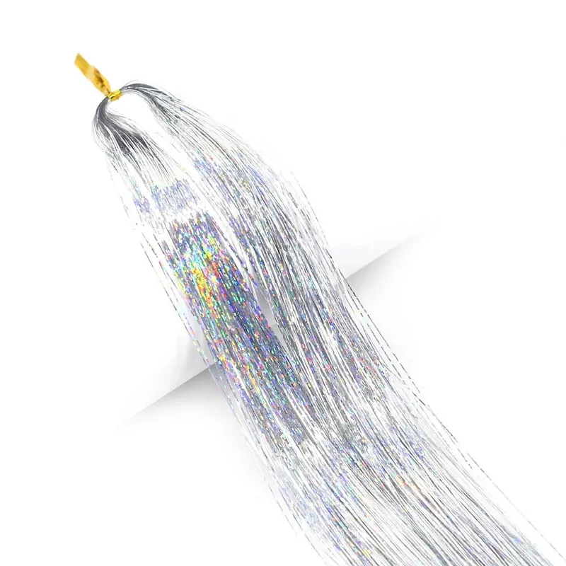 Tinsel Kit with Tools Fairy Hair Tinsel Heat Resistant Sparkling Shiny Tinsel Hair Extensions Colorful Hair Tinsel strands Kit