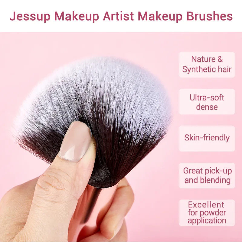 Jessup Makeup Brushes Set 10-25pcs Foundation Powder Eyeshadow Liner Brush Blending Highlighter Brocha Maquillaje RoseGold/Black