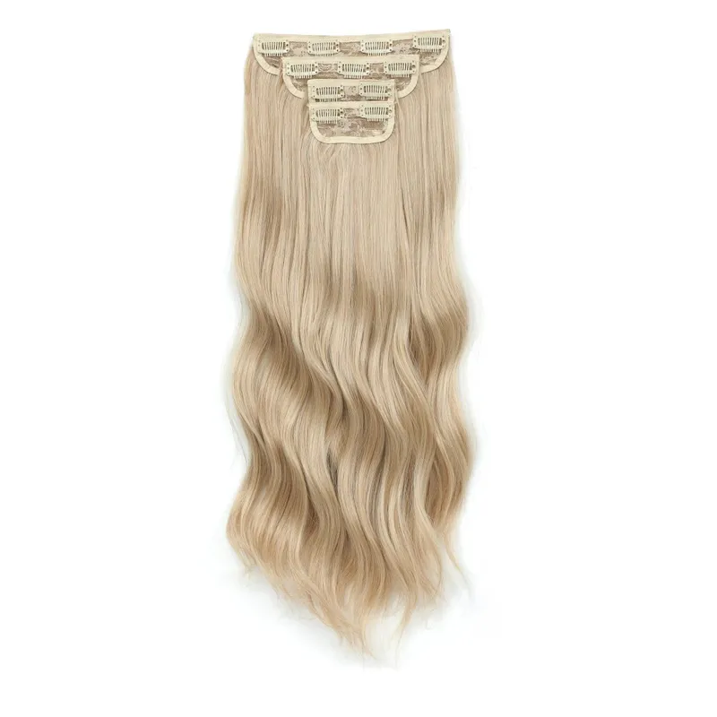 22Inches Clips IN Body Wave Bundles Ombre Brown 6# 220Grams Grey Bio Synthetic Wavy Piano Blond P27/613 4Pcs/Lot Hair Extension