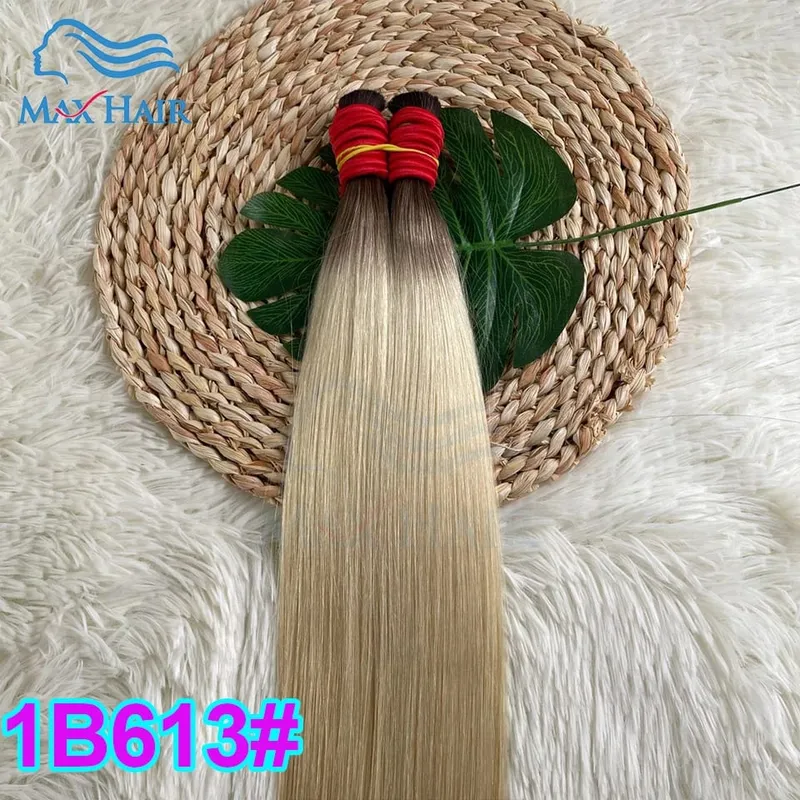 Human Hair Bulk No Weft 100% Bundles 613 Straight Highlight Original Bulk Extensions Russian Natural Unprocessed Blonde Hair — image 19