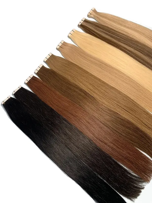 Tape In Straight Human Hair Extensions Brazilian Hair Adhesive Extensions Skin Weft Black Brown 100% Real Human Hair for Women — image 9