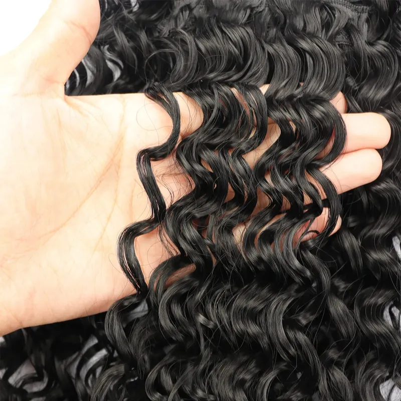 Synthetic Kinky Curly Clip In Hair Extensions Black Brown 4pcs/set Full Head Fake Pieces Hair Accessories Suitable For Women