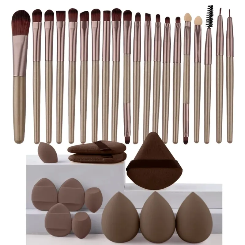 12/32pcs Makeup Brush and Sponge Set Professional Makeup Brush Set Beauty Blender Triangle Powder Puff Clean Powder Puff — image 10
