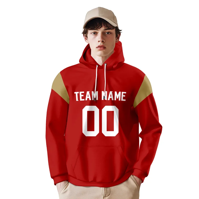 Men's Custom Football Hoodie Personalized Printed Team Name Number Sweatshirt Game Day Pullover Gift